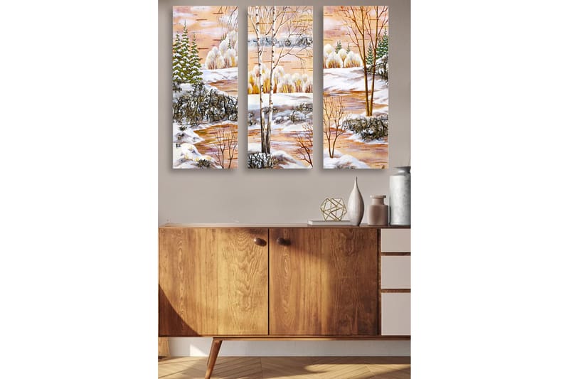 Dekorativ MDF-målning 3-Delar 20x50 cm - Flerfärgad - Inredning - Tavlor & konst - Canvastavlor