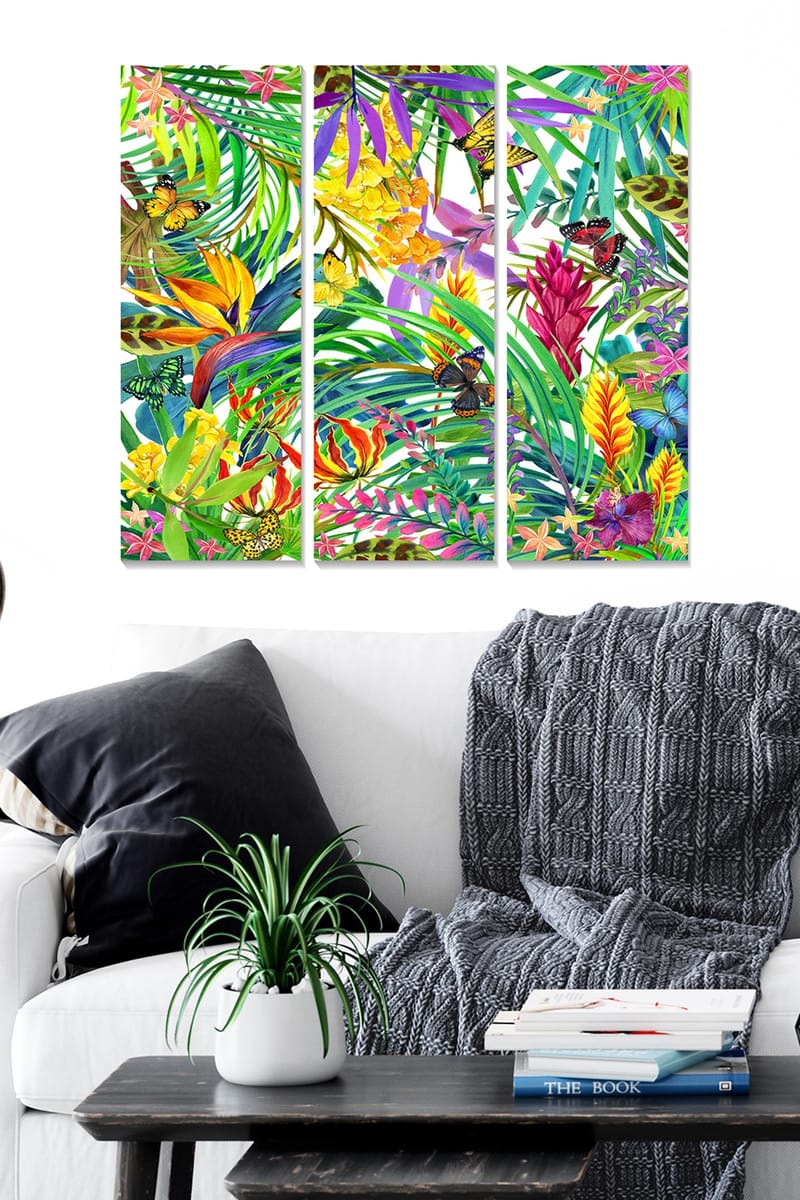 Dekorativ MDF-målning 3-Delar 20x50 cm - Flerfärgad - Inredning - Tavlor & konst - Canvastavlor