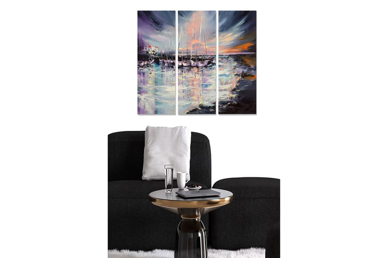 Dekorativ MDF-målning 3-Delar 20x50 cm - Flerfärgad - Inredning - Tavlor & konst - Canvastavlor