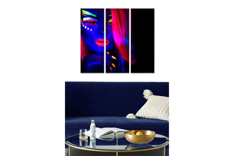 Dekorativ MDF-målning 3-Delar 20x50 cm - Flerfärgad - Inredning - Tavlor & konst - Canvastavlor