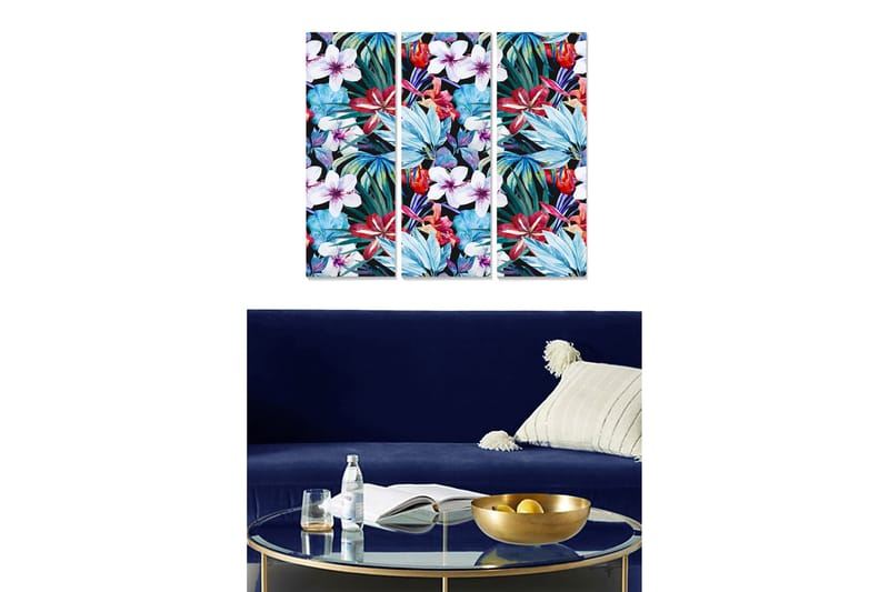 Dekorativ MDF-målning 3-Delar 20x50 cm - Flerfärgad - Inredning - Tavlor & konst - Canvastavlor