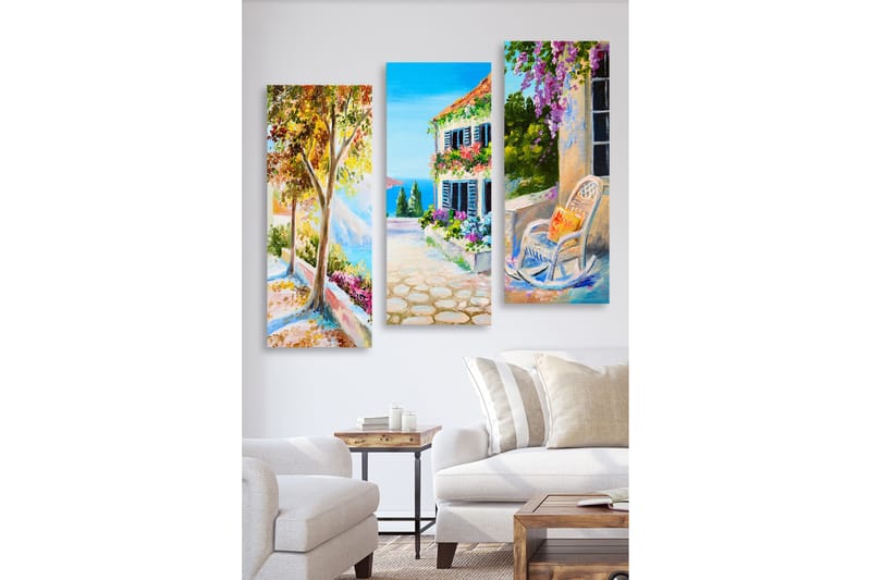 Dekorativ MDF-målning 3-Delar 20x50 cm - Flerfärgad - Inredning - Tavlor & konst - Canvastavlor