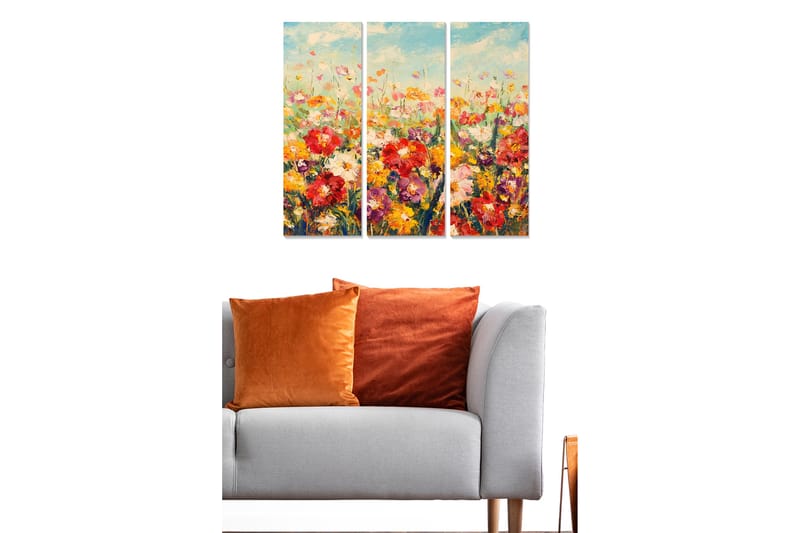 Dekorativ MDF-målning 3-Delar 20x50 cm - Flerfärgad - Inredning - Tavlor & konst - Canvastavlor