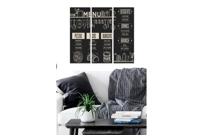 Dekorativ MDF-målning 3-Delar 20x50 cm - Flerfärgad - Inredning - Tavlor & konst - Canvastavlor