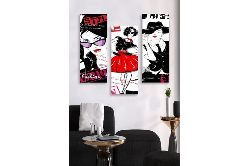 Dekorativ MDF-målning 3-Delar 20x50 cm - Flerfärgad - Inredning - Tavlor & konst - Canvastavlor