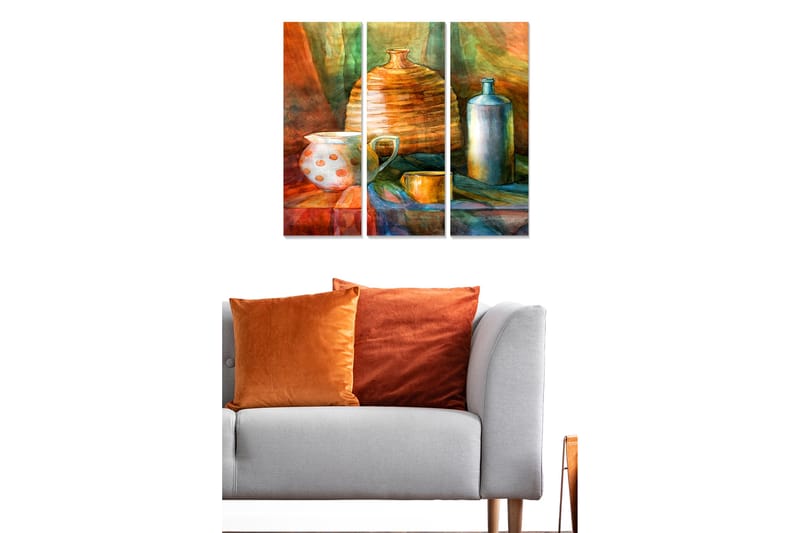 Dekorativ MDF-målning 3-Delar 20x50 cm - Flerfärgad - Inredning - Tavlor & konst - Canvastavlor