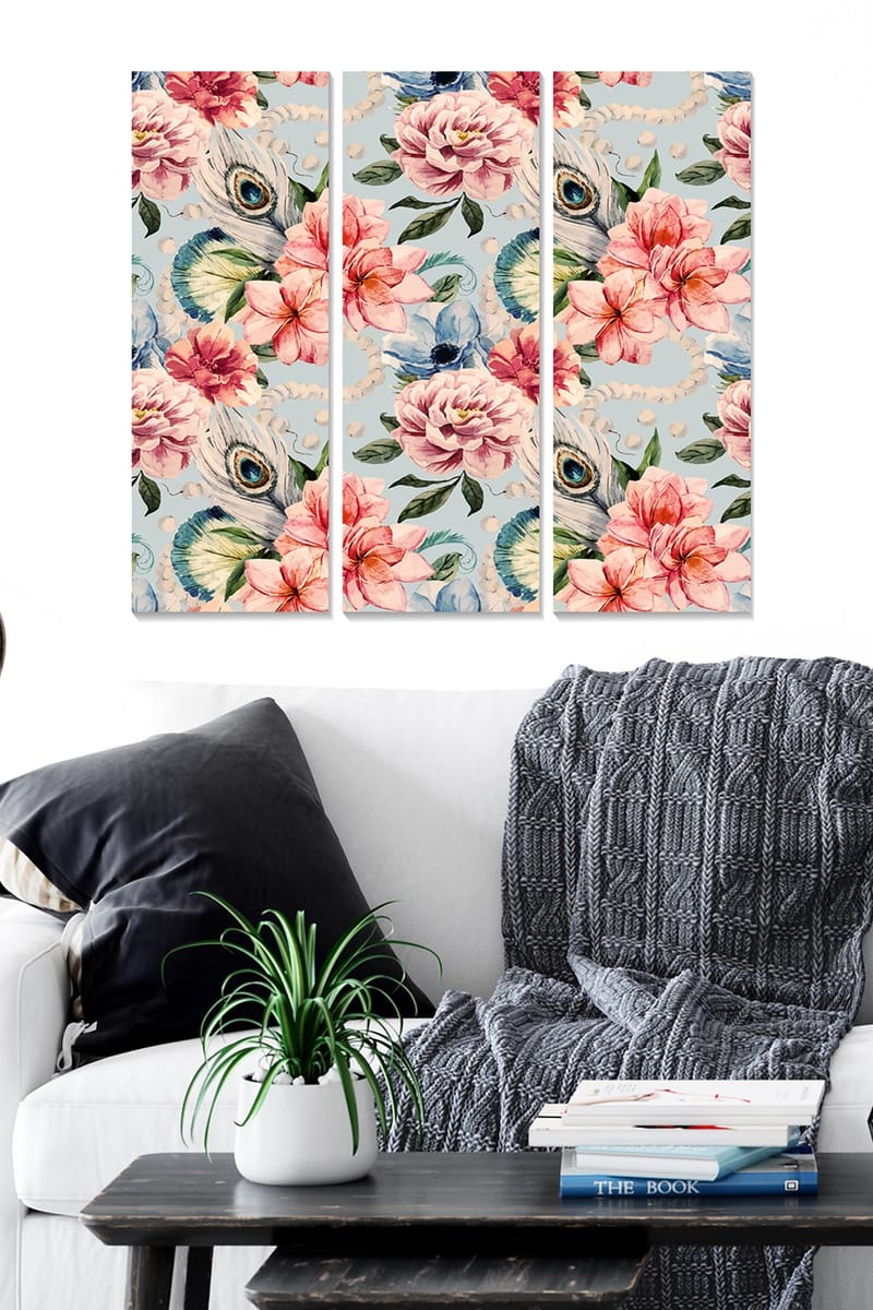 Dekorativ MDF-målning 3-Delar 20x50 cm - Flerfärgad - Inredning - Tavlor & konst - Canvastavlor