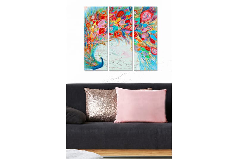 Dekorativ MDF-målning 3-Delar 20x50 cm - Flerfärgad - Inredning - Tavlor & konst - Canvastavlor