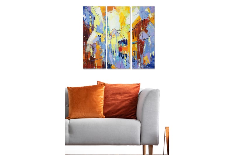 Dekorativ MDF-målning 3-Delar 20x50 cm - Flerfärgad - Inredning - Tavlor & konst - Canvastavlor
