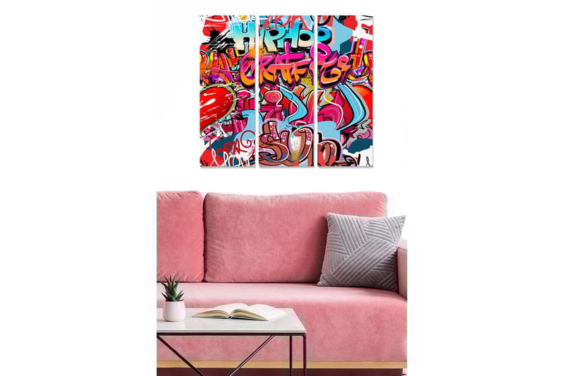 Dekorativ MDF-målning 3-Delar 20x50 cm - Flerfärgad - Inredning - Tavlor & konst - Canvastavlor