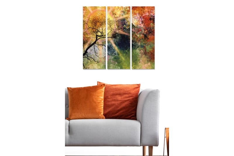 Dekorativ MDF-målning 3-Delar 20x50 cm - Flerfärgad - Inredning - Tavlor & konst - Canvastavlor