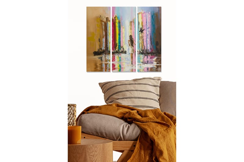 Dekorativ MDF-målning 3-Delar 20x50 cm - Flerfärgad - Inredning - Tavlor & konst - Canvastavlor