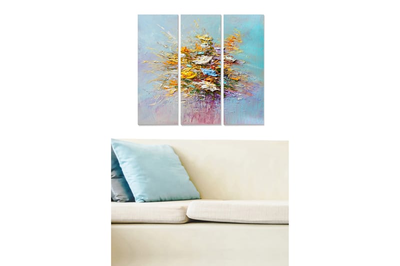 Dekorativ MDF-målning 3-Delar 20x50 cm - Flerfärgad - Inredning - Tavlor & konst - Canvastavlor