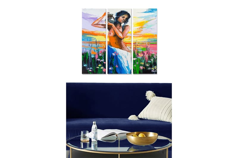 Dekorativ MDF-målning 3-Delar 20x50 cm - Flerfärgad - Inredning - Tavlor & konst - Canvastavlor