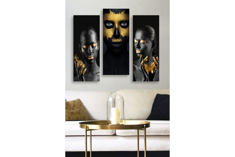 Dekorativ MDF-målning 3-Delar 20x50 cm - Flerfärgad - Inredning - Tavlor & konst - Canvastavlor