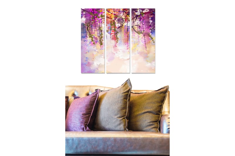 Dekorativ MDF-målning 3-Delar 20x50 cm - Flerfärgad - Inredning - Tavlor & konst - Canvastavlor