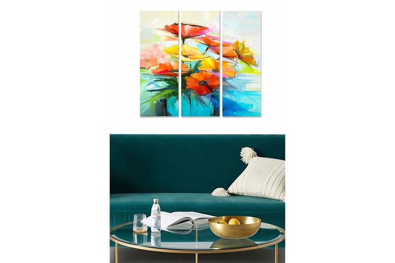 Dekorativ MDF-målning 3-Delar 20x50 cm - Flerfärgad - Inredning - Tavlor & konst - Canvastavlor