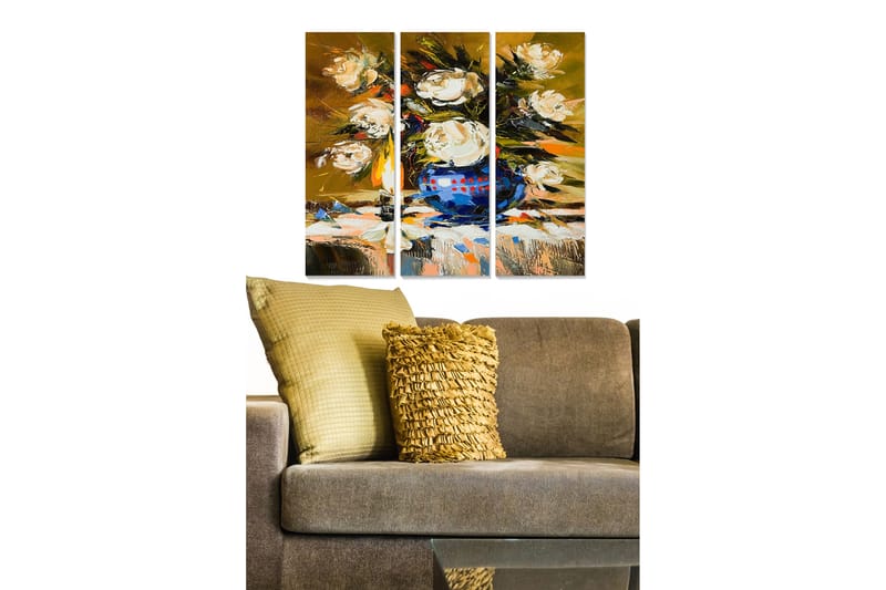 Dekorativ MDF-målning 3-Delar 20x50 cm - Flerfärgad - Inredning - Tavlor & konst - Canvastavlor