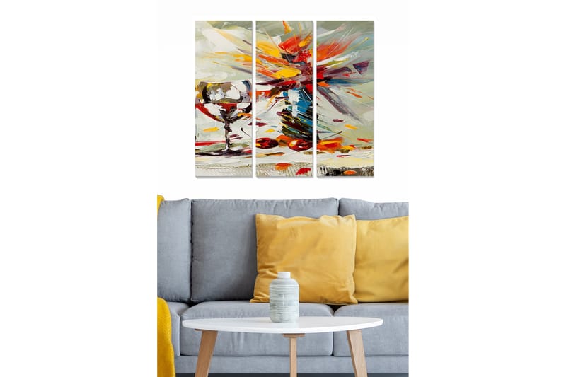Dekorativ MDF-målning 3-Delar 20x50 cm - Flerfärgad - Inredning - Tavlor & konst - Canvastavlor