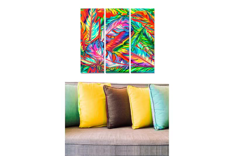 Dekorativ MDF-målning 3-Delar 20x50 cm - Flerfärgad - Inredning - Tavlor & konst - Canvastavlor