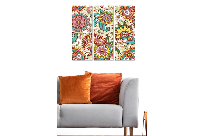 Dekorativ MDF-målning 3-Delar 20x50 cm - Flerfärgad - Inredning - Tavlor & konst - Canvastavlor