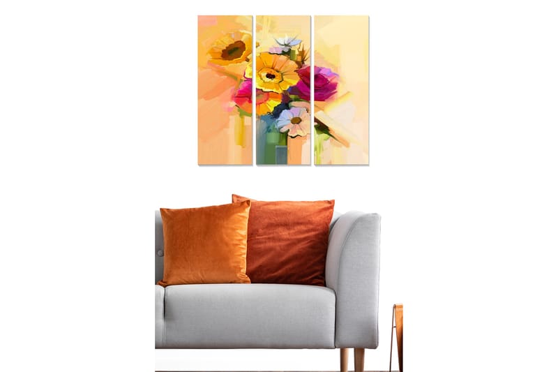 Dekorativ MDF-målning 3-Delar 20x50 cm - Flerfärgad - Inredning - Tavlor & konst - Canvastavlor