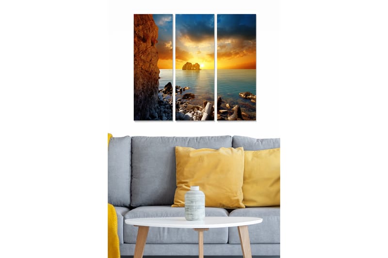 Dekorativ MDF-målning 3-Delar 20x50 cm - Flerfärgad - Inredning - Tavlor & konst - Canvastavlor