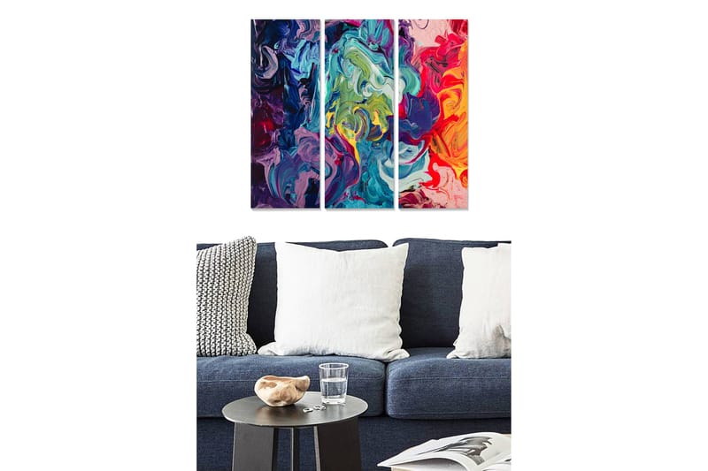 Dekorativ MDF-målning 3-Delar 20x50 cm - Flerfärgad - Inredning - Tavlor & konst - Canvastavlor
