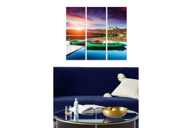 Dekorativ MDF-målning 3-Delar 20x50 cm - Flerfärgad - Inredning - Tavlor & konst - Canvastavlor