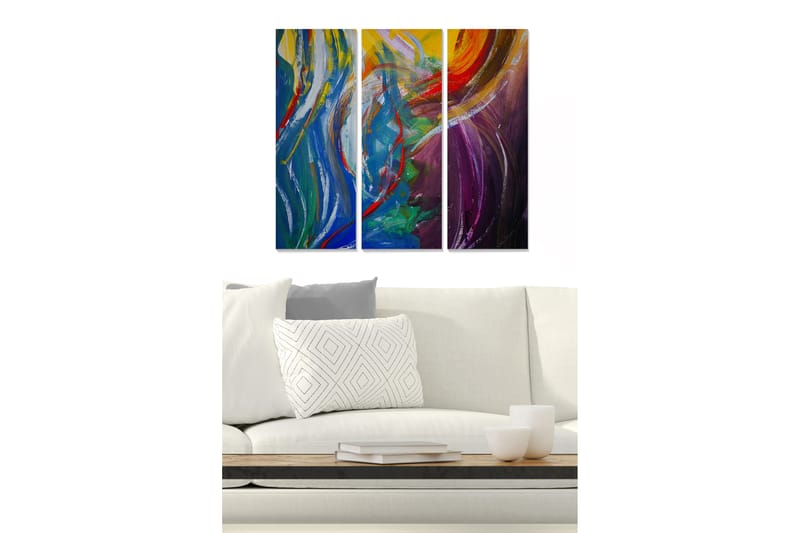 Dekorativ MDF-målning 3-Delar 20x50 cm - Flerfärgad - Inredning - Tavlor & konst - Canvastavlor