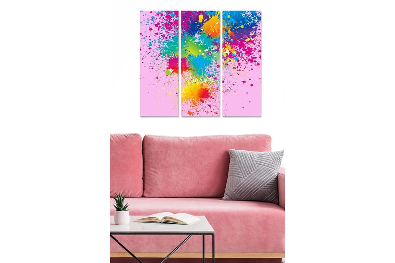 Dekorativ MDF-målning 3-Delar 20x50 cm - Flerfärgad - Inredning - Tavlor & konst - Canvastavlor