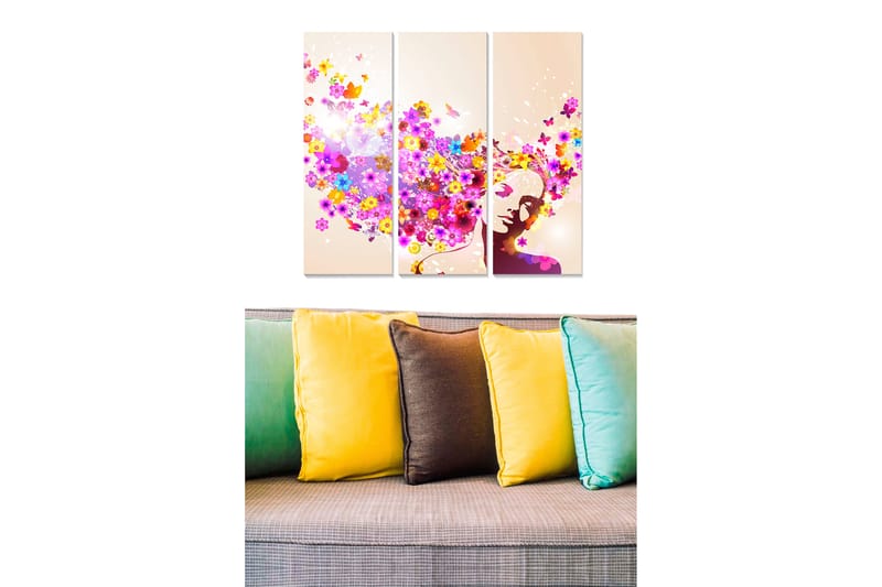Dekorativ MDF-målning 3-Delar 20x50 cm - Flerfärgad - Inredning - Tavlor & konst - Canvastavlor
