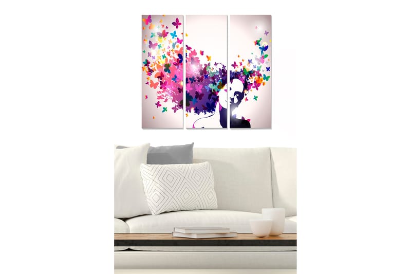 Dekorativ MDF-målning 3-Delar 20x50 cm - Flerfärgad - Inredning - Tavlor & konst - Canvastavlor