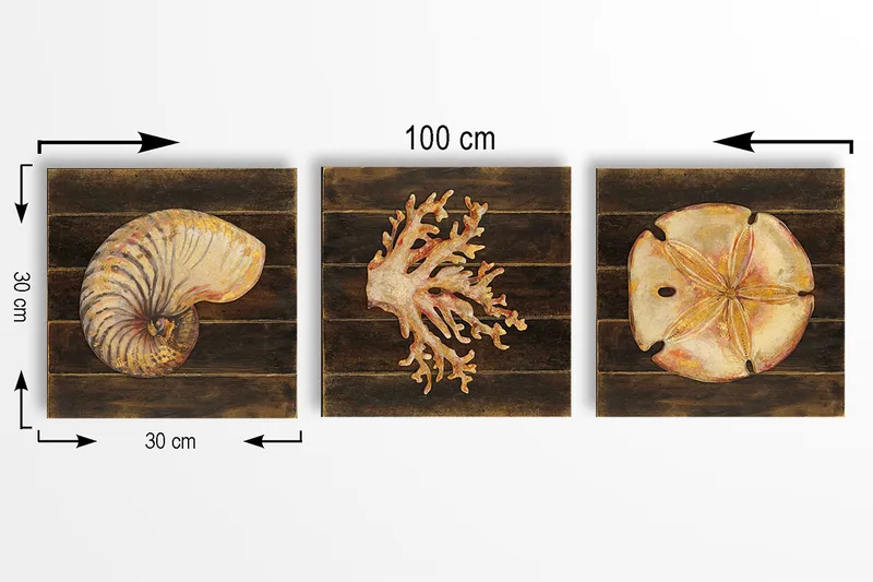 Dekorativ MDF-målning 3-Delar 30x30 cm - Flerfärgad - Inredning - Tavlor & konst - Canvastavlor