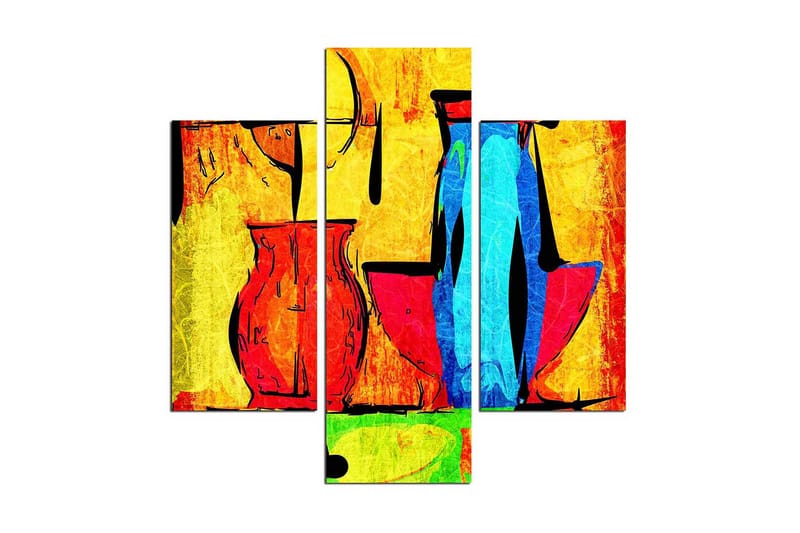 Dekorativ MDF-målning 3 Delar - Flerfärgad - Canvastavlor