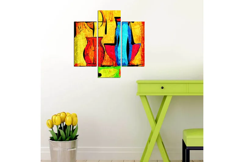 Dekorativ MDF-målning 3 Delar - Flerfärgad - Inredning - Tavlor & konst - Canvastavlor