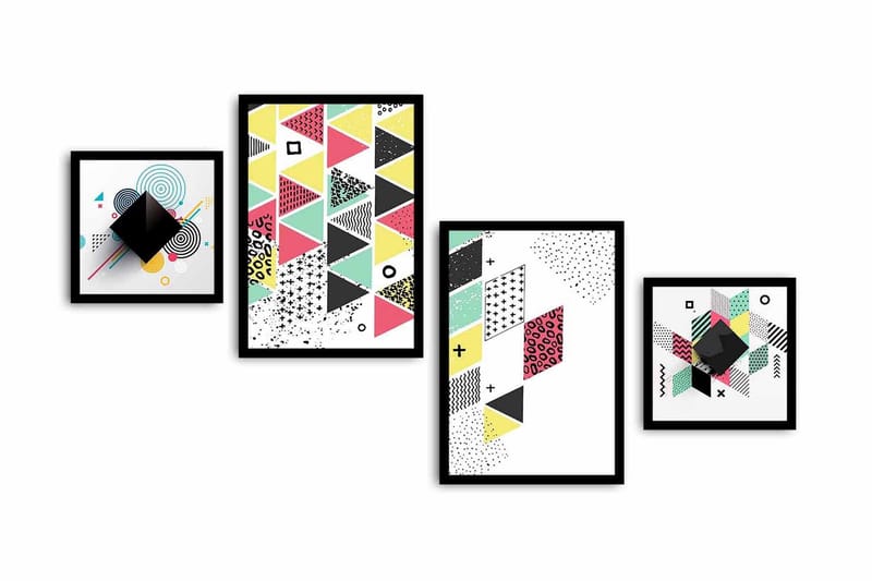 Dekorativ MDF-målning 4 Delar - Flerfärgad - Inredning - Tavlor & konst - Canvastavlor