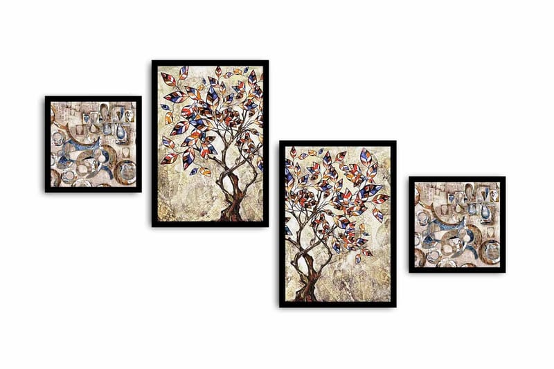 Dekorativ MDF-målning 4 Delar, Flerfärgad