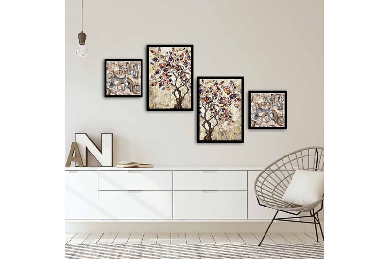 Dekorativ MDF-målning 4 Delar - Flerfärgad - Inredning - Tavlor & konst - Canvastavlor