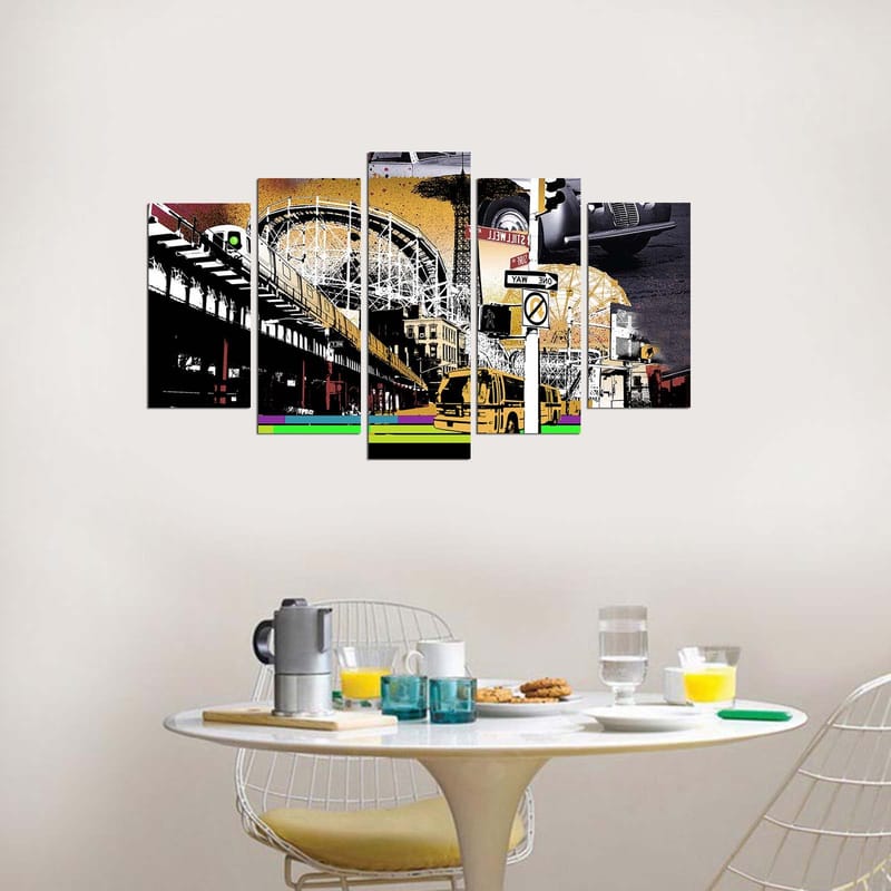 Dekorativ MDF-målning 5-Delar 20x60 cm - Flerfärgad - Inredning - Tavlor & konst - Canvastavlor