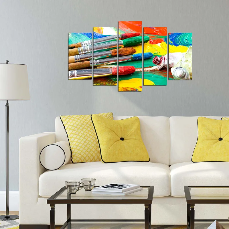 Dekorativ MDF-målning 5-Delar 20x60 cm - Flerfärgad - Inredning - Tavlor & konst - Canvastavlor