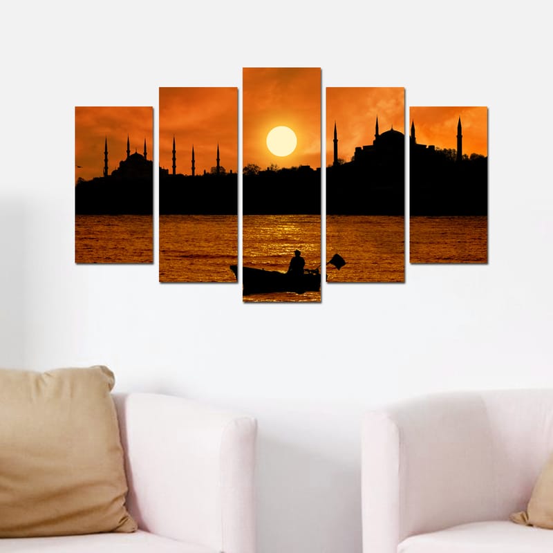 Dekorativ MDF-målning 5-Delar 20x60 cm - Flerfärgad - Inredning - Tavlor & konst - Canvastavlor