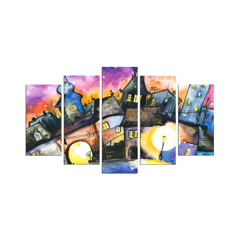 Dekorativ MDF-målning 5-Delar 20x60 cm - Flerfärgad - Inredning - Tavlor & konst - Canvastavlor