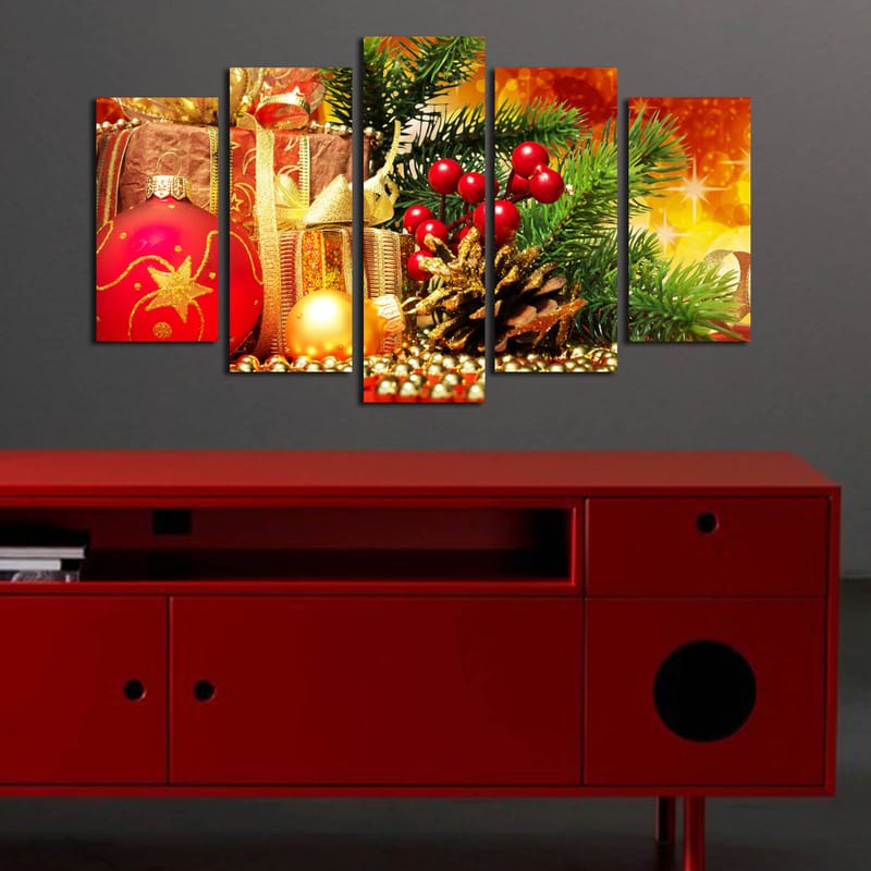 Dekorativ MDF-målning 5-Delar 20x60 cm - Flerfärgad - Inredning - Tavlor & konst - Canvastavlor