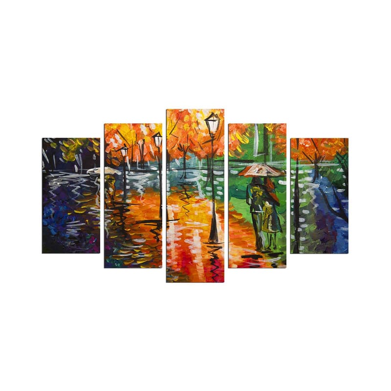 Dekorativ MDF-målning 5-Delar 20x60 cm - Flerfärgad - Inredning - Tavlor & konst - Canvastavlor