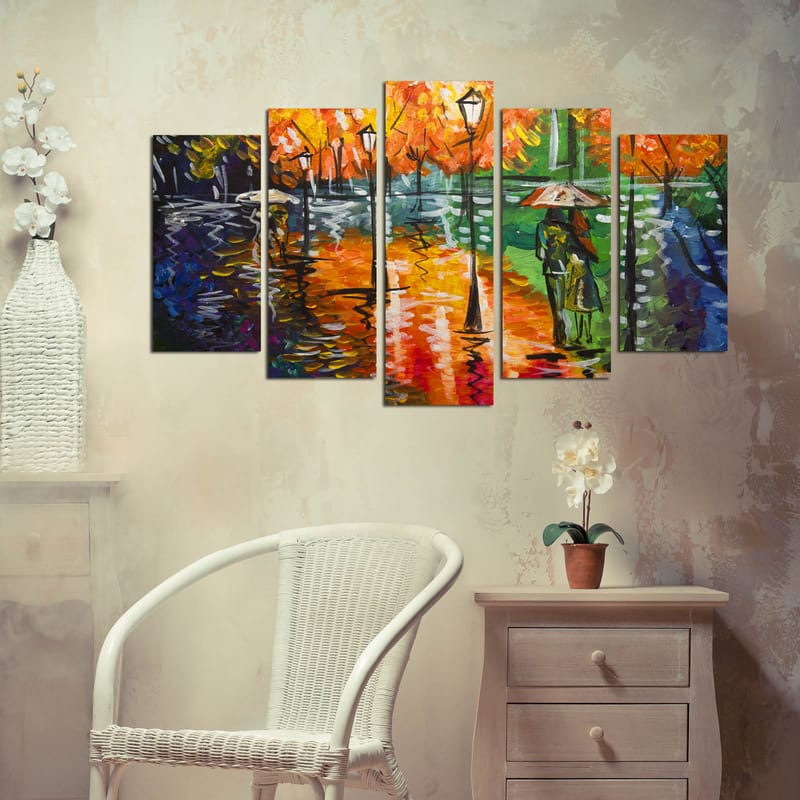 Dekorativ MDF-målning 5-Delar 20x60 cm - Flerfärgad - Inredning - Tavlor & konst - Canvastavlor