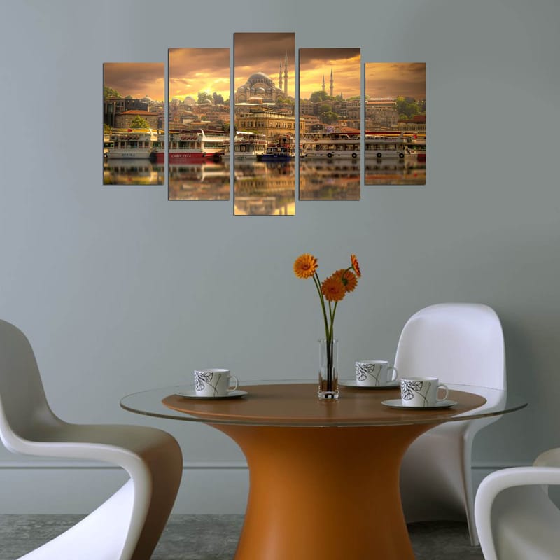 Dekorativ MDF-målning 5-Delar 20x60 cm - Flerfärgad - Inredning - Tavlor & konst - Canvastavlor