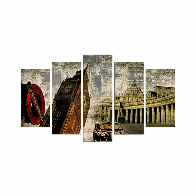 Dekorativ MDF-målning 5-Delar 20x60 cm - Flerfärgad - Inredning - Tavlor & konst - Canvastavlor