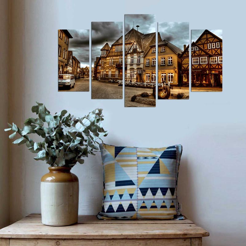 Dekorativ MDF-målning 5-Delar 20x60 cm - Flerfärgad - Inredning - Tavlor & konst - Canvastavlor