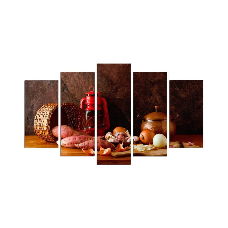 Dekorativ MDF-målning 5-Delar 20x60 cm - Flerfärgad - Inredning - Tavlor & konst - Canvastavlor